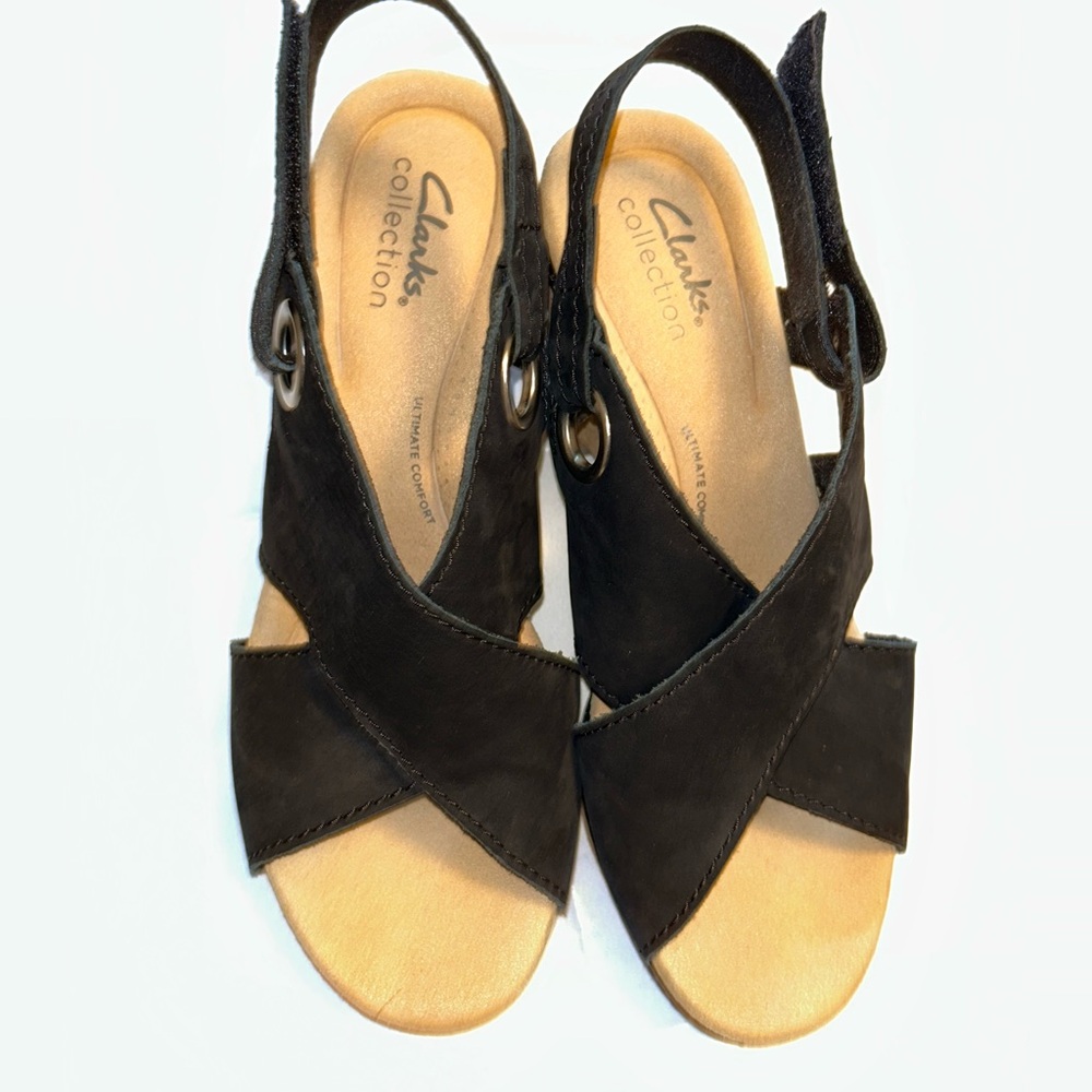 Clarks Black and Cream Sandals Elegant Comfort